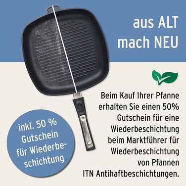 Антипригарне покриття ITN Індукційна сковорода для гриля 28 х 28 х 5 см Я ручна робота в Німеччині я підходить для всіх типів печей я знімаю