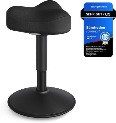 SONGMICS Стілець-табурет для стоячи, регульований по висоті, 48-65.5 см, чорний, OSC018BH01. Активний стул для офісу та дому.