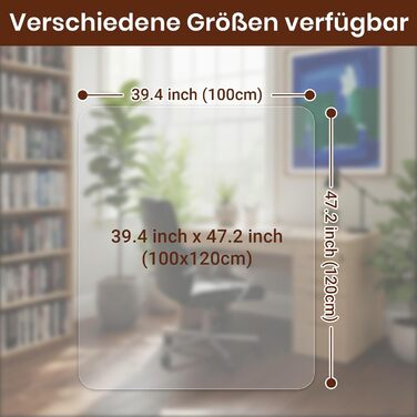 Захист для підлоги під офісний стілець COSYLAND - килимок від ковзання, прозорий | 120x150 см, 100x120 см