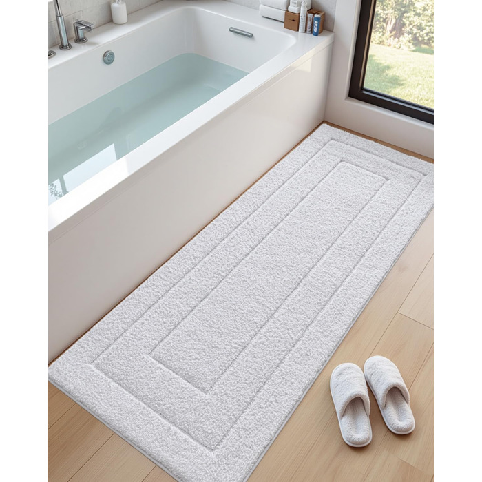 Килимок для ванної кімнати DEXI, білий, 40x61 см, преміум-якість, антиковзаючий, швидковисихаючий, для ванни та душу