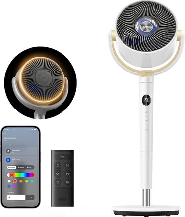 Вентилятор підлоговий Dreo з Wi-Fi, LED, 102 см, 3 режими, 8 швидкостей, 26 м дальність, 1200 м³/год