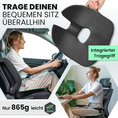 Ортопедична подушка для сидіння – ергономічна, з піною з пам'яті, знімає навантаження з куприка та спини, готова до використання – сертифікована IGR та перевірена Oeko-Tex, ідеальна для офісу, авто, подорожей та вагітності