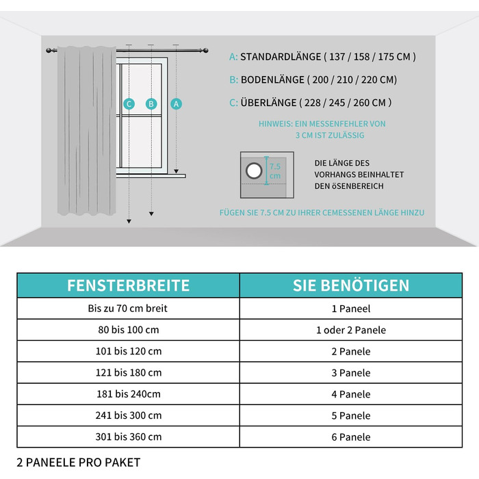 Штори CUCRAF Blackout Льон Look, H137xW117см, комплект з 2 шт. , колір льону