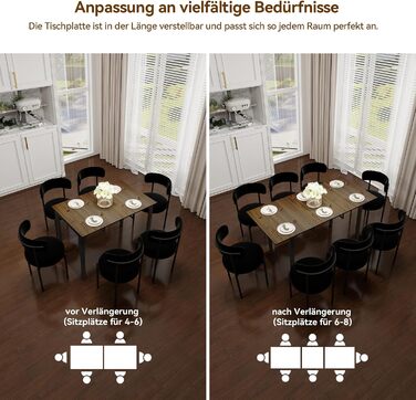 Розсувний стіл Artethys 105/150x70 см - індустріальний обідній стіл для кухні, вітальні, їдальні. Прямокутна стільниця, дерев'яний стіл на металевих ніжках, на 4-6 осіб