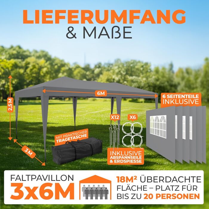Павільйон Kronenburg розкладний, 3x3 м, водонепроникний, захист від сонця UV 50+, колір шампань, з 4 боковими частинами