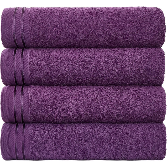 Великі рушники, банний рушник, дуже поглинаючий, єгипетська бавовна, набір рушників - 4 упаковки, надзвичайно м'який рум'яний рожевий - швидкосохнучі простирадла - 450 г/м, рушники, що перуться, 75 х 135 см (75X135 Cm, Purple)