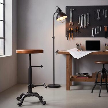 Стілець-табурет Topower Industrie Retro Vintage з дерева, стилі фермерський, регульована висота, чорний