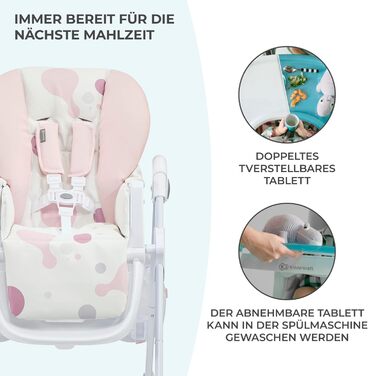 Дитячий стільчик Kinderkraft Yummy Single Рожевий - багатофункціональний, з регульованою підніжкою, PU-матеріал, легко миється