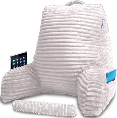 Подушка-гніздо Homie з підставкою для зап'ястя, підлокітниками та спинкою для відпочинку, читання, роботи за ноутбуком та перегляду телевізора (біла) Medium 43x76 см, білий колір