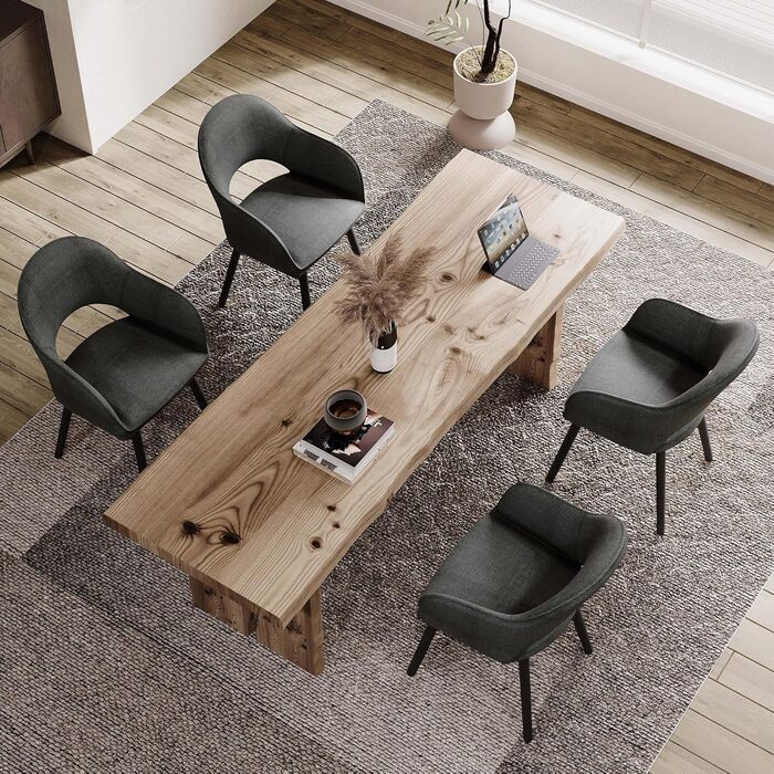 Елегантні кухонні стільці з підлокітниками (2 шт.) - бежевий, дерево, поліестер