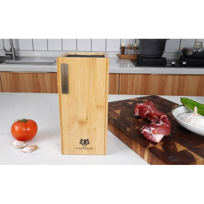 Блок для ножів Karl Hausmann з бамбука (без ножів) з вставкою з щетиною - універсальний, 23 x 10,8 x 10,8 см