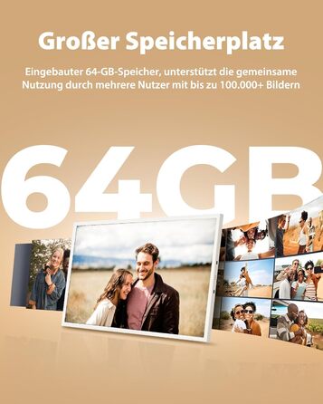 Цифровий фоторамка 10.1 дюйма Wi-Fi з 64 ГБ пам'яті, IPS сенсорний дисплей 1280*800, ділитися фото/відео через додаток Frameo