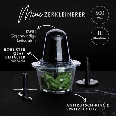 Блендер Stanley Rogers 500W з скляною колбою 1л, 4-лопатева система + насадка для змішування, 2 швидкості