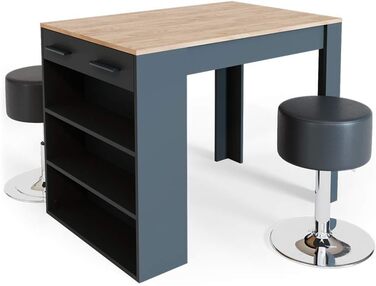 Набір обіднього столу Vicco Repose з 2 барними стільцями, 67x100 см, антрацит/дуб Голдкрафт