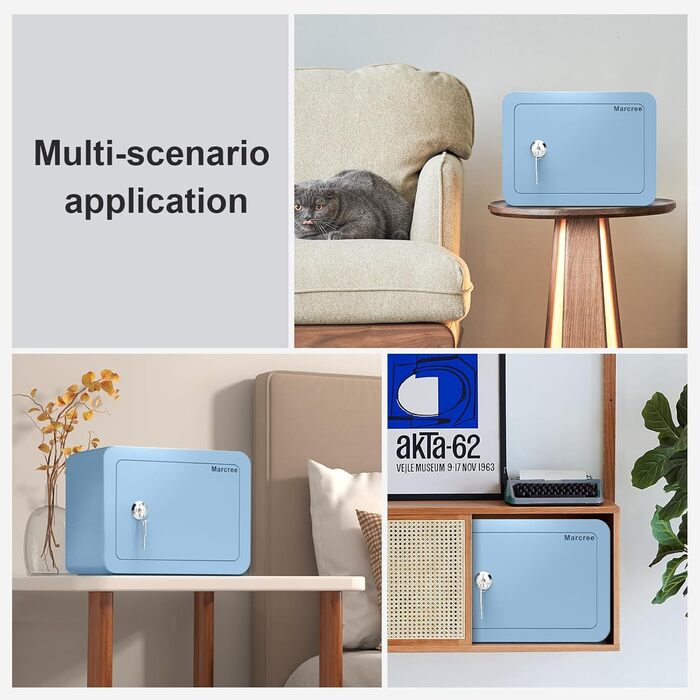 Дитячий сейф-сховище Mini Safe Box: сталевий сейфчик з ключем, 16.9 x 22.9 x 17.6 см, блакитний