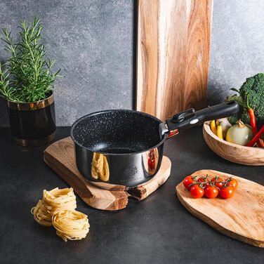 Набір каструль з знімними ручками (3 шт.) з нержавіючої сталі - сумісний з індукційними плитами. Набір каструль, сковорідок та посуду з гранітним покриттям