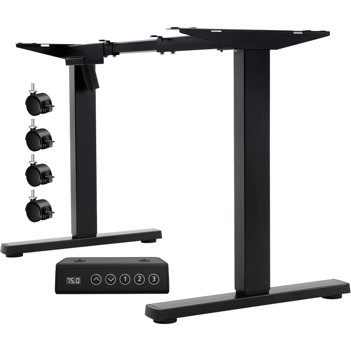 Електричний регульований стіл Flamaker з телескопічною основою (чорний) з пам'яттю