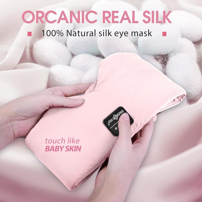 Маска для сну з Bluetooth-навушниками, 100% затемнення, шовкова маска для очей, для чоловіків та жінок, м'які навушники, Bluetooth маска для сну, подорожей (Бейбі Роуз)