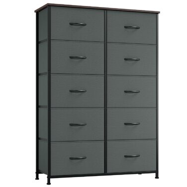 Комод з тканини з шухлядами, комод-шафа для спальні, вітальні, передпокою, 8 шухляд, білий (вугільно-сірий), 30T x 80B x 114.5H см