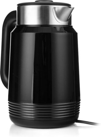 Електричний чайник LEHMANN з нержавіючої сталі 2L, 2200W, швидкий нагрів, подвійні стінки, автовимкнення та захист від перегріву, BPA-free, для великих сімей та офісів, чорний