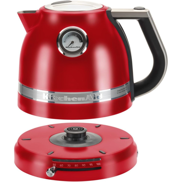 Електричний чайник KitchenAid з регулюванням температури 50-100°C, 1.5L, з фільтром від накипу, нержавіюча сталь (імперський червоний)