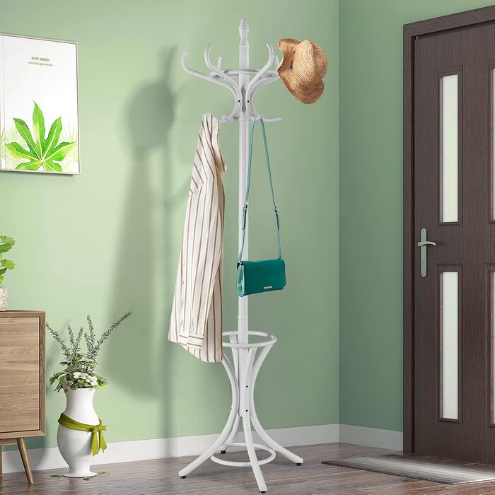 Гардеробна стійка GIANTEX з підставкою для парасольки, дерев'яна, з 12 гачками, для прихожей/вітальні