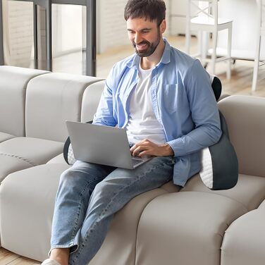 Комфортне крісло-подушка для читання, 70x50 см, сірий, з підголовником та підлокітниками