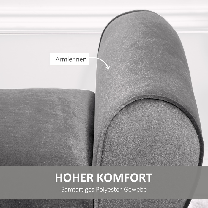 Лавка HOMCOM Grey Modern Chest Bench з місцем для зберігання з оксамитового поліестеру та гумового дерева з підлокітниками 118x42x66см для передпокою та вітальні