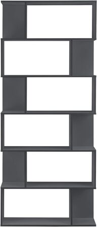 Книжкова полиця з 6 рівнями 192 x 80 x 24 см Кімнатна перегородка Стояча полиця 8 кг на полицю Висока полиця для зберігання документів Офіс для зберігання (темно-сірий)