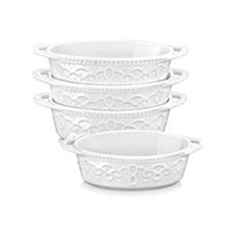 МАЛАКАСА, серія Bake.Міні - форма для випічки, овальна міні-порцелянова форма для випічки, 4 шт., форма для випічки, форма для випічки, форма для випічки, тарілка для супу, Біла