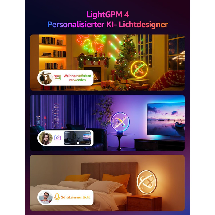 Lepro AI Розумна лампа TB2, Персоналізований світловий дизайнер на основі AI, Синхронізація з музикою/Керування через додаток, Настільна лампа з регулюванням яскравості, RGB+IC технологія, Сумісна з Alexa/Google, Без пульта керування, Ключ скрипки (Planet