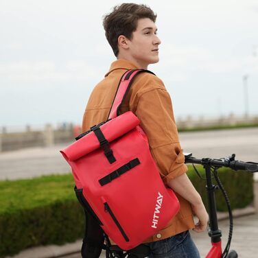 В1 Pannier-29L-Підходить як сумка через плече - Сумка-багажник -Рюкзаки для велопрогулянок -100 водонепроникність - Світловідбиваючі панелі 3M L Червоний, 3