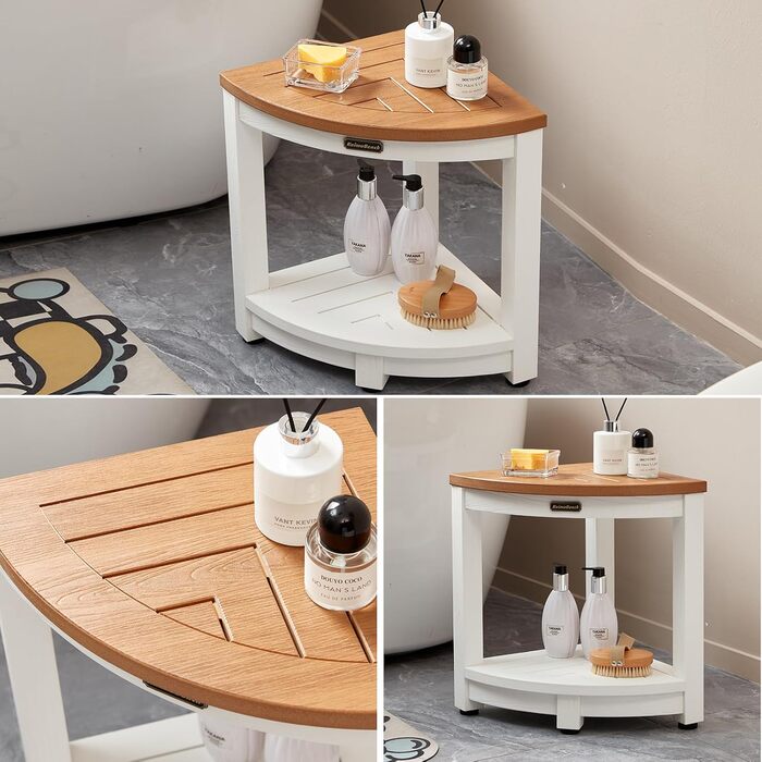 Крісло для душу Eck-Duschhocker, водонепроникне, Polyholz, біле/коричневе, з регульованими ніжками, антиковзне, для ванної кімнати