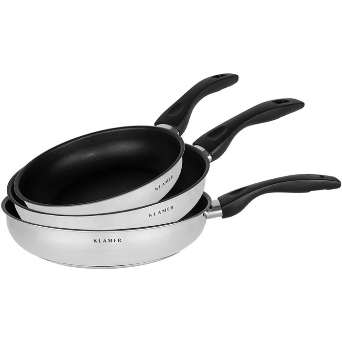 Набір каструль KLAMER Topfset Induktion – преміум якість, нержавіюча сталь, з кришкою з термостійкого скла, без антипригарного покриття, підходить для індукційних плит, можна мити в посудомийній машині, енергозберігаючий, для духовки та з мірною шкалою