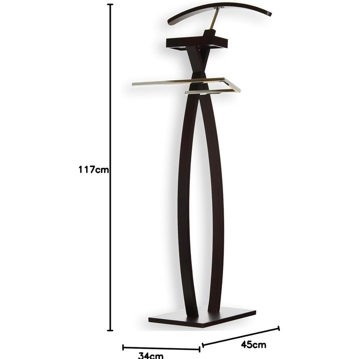 Стійка для одягу Herrendiener з вішалкою для штанів, практичний буфет для одягу з полицею для прикрас, сучасний чоловічий/жіночий стійка для одягу білого (темно-коричневого) кольору