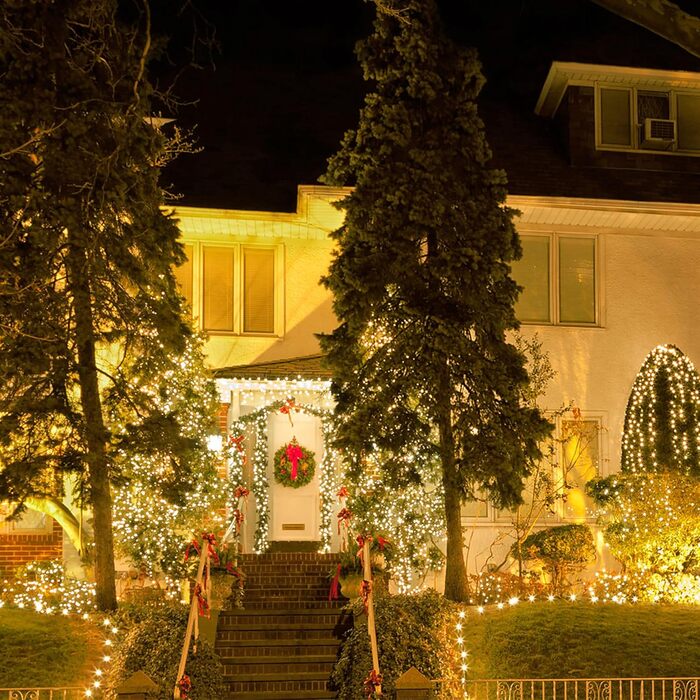 Льохтерна LED 100м з мідного дроту, 1000 LED, 8 режимів, IP44 (водостійка), з пульт та таймером, для прикраси на Різдво, в приміщенні та на вулиці, DIY, тепле біле світло