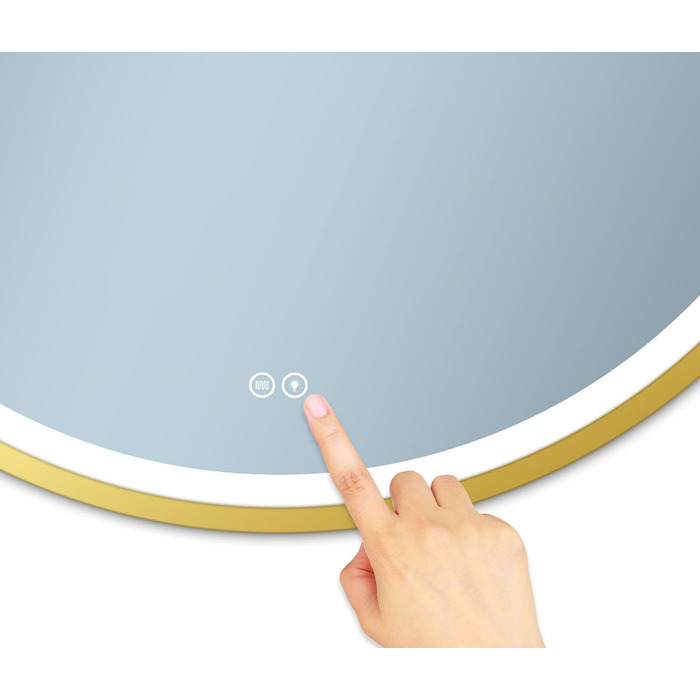 Дзеркало для ванної кімнати Home Glow LED кругле 80 см з підсвічуванням, антизапарюванням, сенсорним вимикачем та металевим каркасом, золото