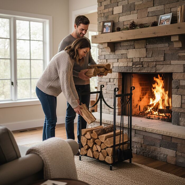 Поличка для дров Relaxdays з камінним аксесуаром