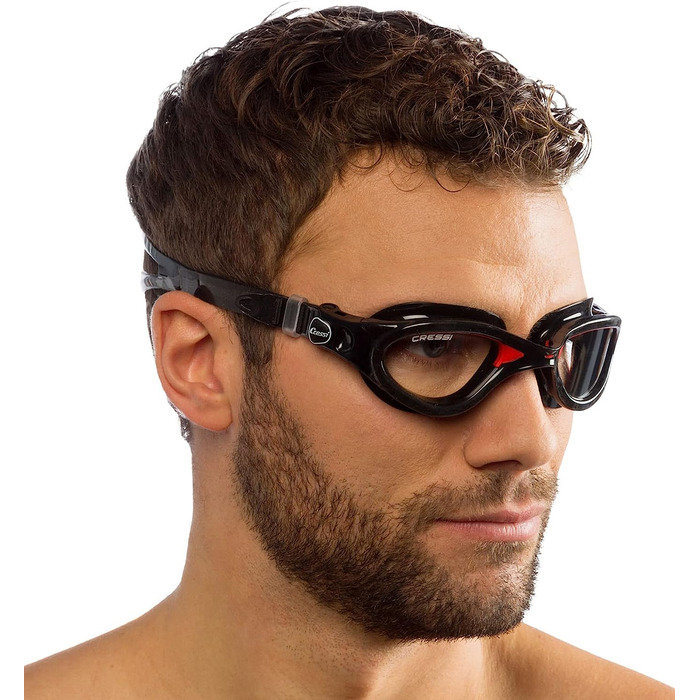 Плавальні окуляри Cressi Flash преміум-класу для дорослих із захистом від запотівання і 100 захисту від ультрафіолету універсальний чорний / червоний-прозорі лінзи