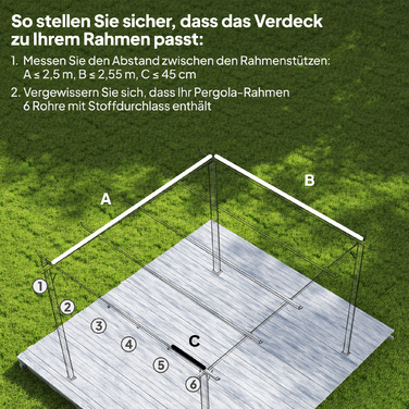 Тент для перголи 3x3 м, вмотуючий, з дренажними отворами, стійкий до погодних умов, поліестер, кремовий