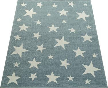 Дитячий килимок Paco Home з коротким ворсом Star Design бірюзово-білий, 80x150 см