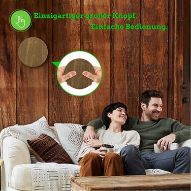 Датчик диму Rauchmelder з батареєю на 10 років, плоский, сертифікований TÜV Rheinland, з функцією вимкнення звуку, гучний 85dB сигнал, автономний, чутливий до вогню, білий (набір 6 шт., колір дерева)