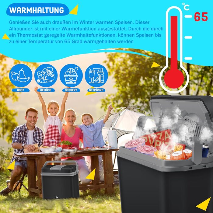 Автомобільний термобокс KESSER 24л: Охолоджує та нагріває (12/230V) для авто, човна, кемпінгу. Міні-холодильник з режимами ECO/MAX, чорний