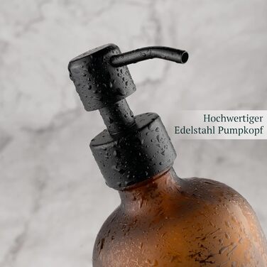 MONOKO Набір дозаторів для мила 4 шт. Чорний матовий, скло, 500 мл | Дозатори для шампуню, мила, кухні, з нержавіючою сталею | Pumpflasche + наклейки