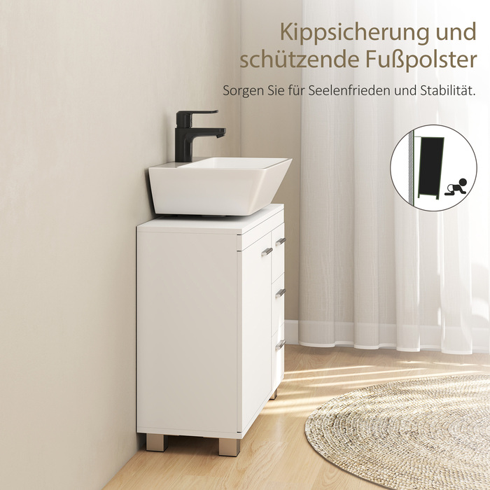 Підставка під раковину з 2 полицями та 3 висувними ящиками, МДФ, білий