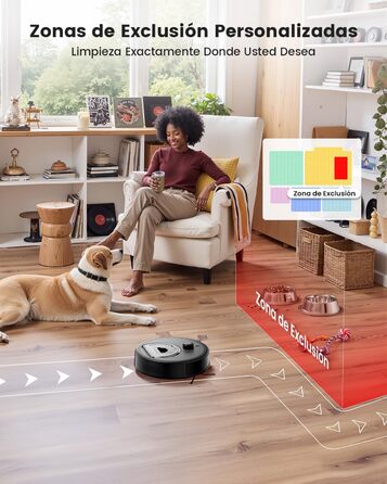 Робот-пилосос LEFANT M330 Pro з функцією миття, 5000Pa, лазерна навігація, LiDAR, 150 хв, розпізнавання килима, керування через додаток/голос, для видалення шерсті тварин, чорний