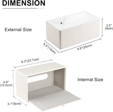 Коробка для серветок KINGFOM з PU шкіри, біла, прямокутна - для вітальні, ванної кімнати та офісу
