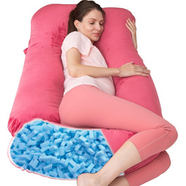 Подушка для вагітних TaiBest з подрібненого пінополіуретану (Memory Foam), U-подібна, для підтримки живота, червона