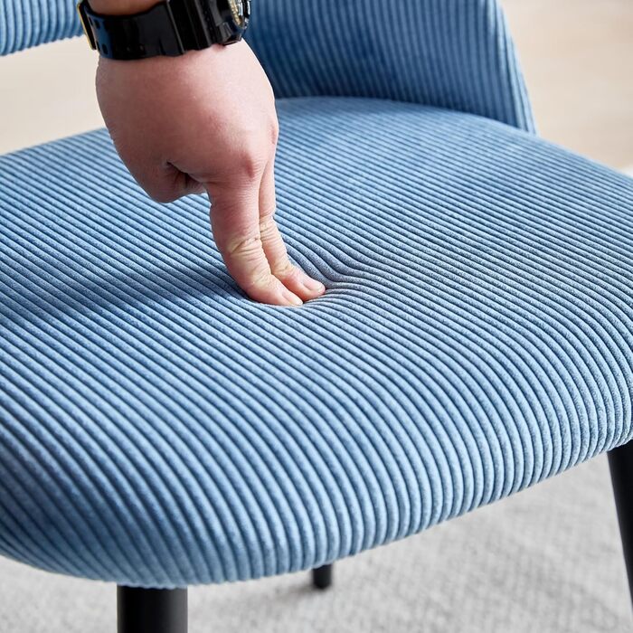 Стілець для їдальні, кухонний стілець з вертикальними смугами, м'який стілець з ергономічною спинкою, для їдальні, вітальні, кухні, спальні - (Блакитний, набір 2 шт.)