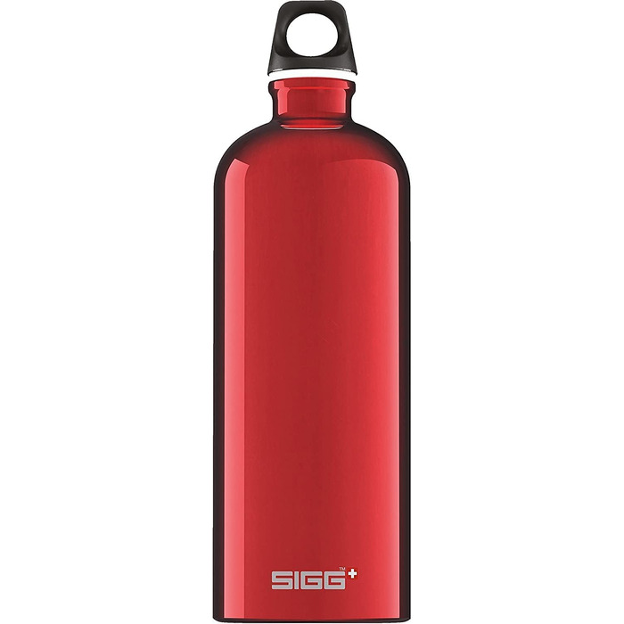 Вулична пляшка для пиття SIGG Traveller (1 л), екологічно чиста і герметична пляшка для пиття для піших прогулянок, легка спортивна пляшка для пиття з алюмінію (червоного кольору)